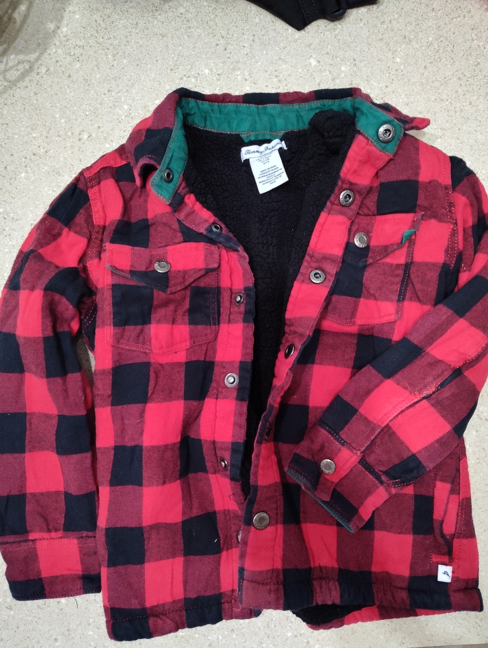 Tommy Bahama Kids Red & Black Plaid Sherpa-Lined Shirt Jacket